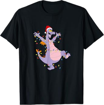 Funny Cute Dragon Figment Lights Christmas Santa Love T-Shirt