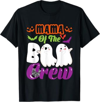 Mama Of Boo Halloween Crew Costume Boo Ghost Lover Family T-Shirt