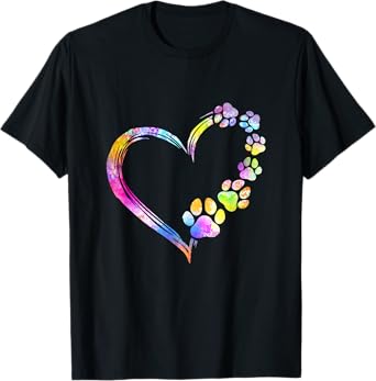 Dog Mom Dad Puppy Love Dogs Paw Print Heart Tie Dye Design Men Women T-Shirt