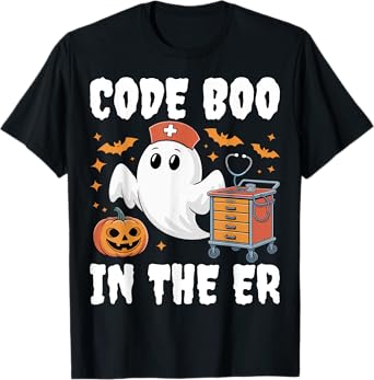 Code Boo In The ER Emergency Room Nurse Spooky Halloween T-Shirt