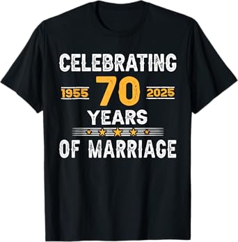 Marriage 70 Years Since 1955 Couple 70th Wedding Anniversary T-Shirt
