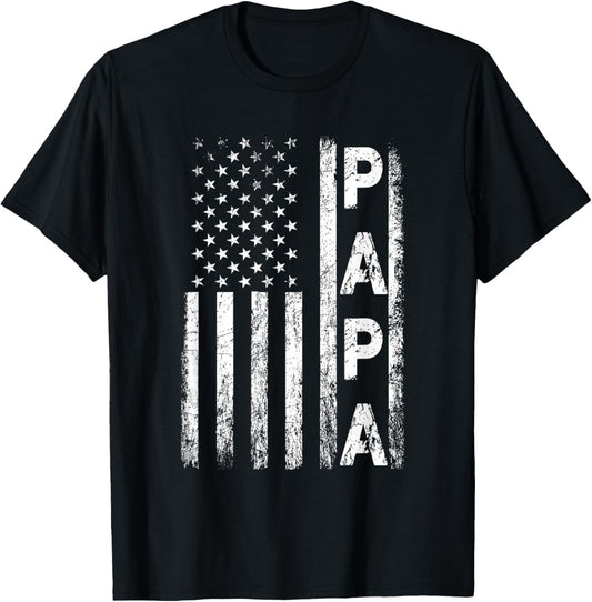 Papa Vintage American Flag Father's Day 4th of July Grandpa T-Shirt