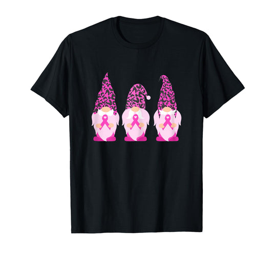 Gnomes Holding Pink Ribbon | Breast Cancer T-Shirt