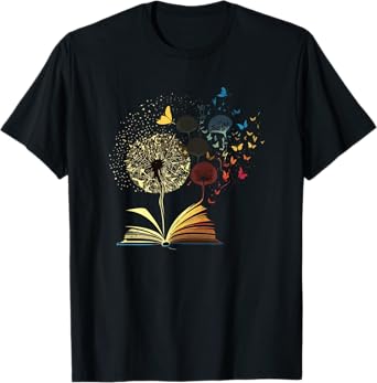 Dandelion Book Funny Bookworm Reading Lovers Nerd Geek Humor T-Shirt