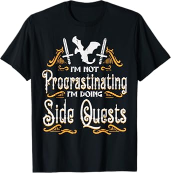 RPG Gamer Not Procrastinating Side Quest Funny Men Boys Kids T-Shirt