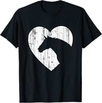 Horse Heart Silhouette For Cowgirl Equestrian Graphic Print T-Shirt