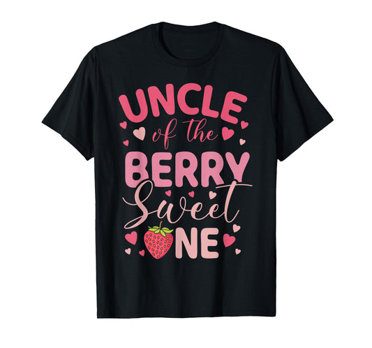 Uncle Of The Berry Sweet One Strawberry First Birthday T-Shirt