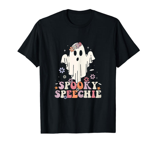 Retro Speech Therapy Halloween Spooky Speechie Language T-Shirt