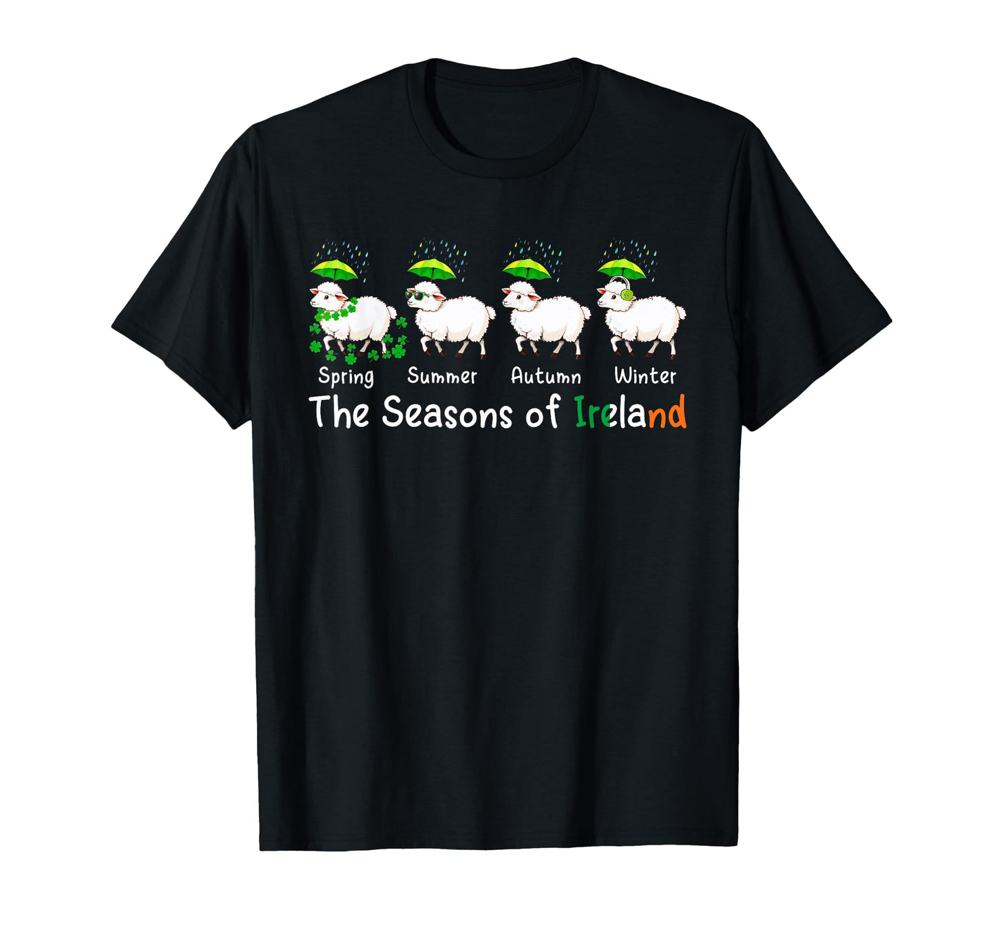 The Seasons Patrick's Day Ireland Four Cute Sheep Shamrocks T-Shirt