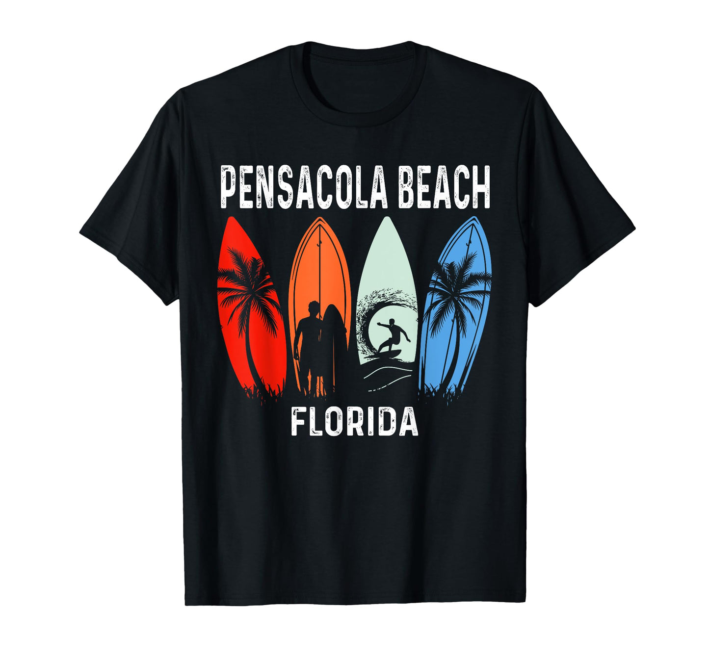 Retro Pensacola Beach Florida Surfboarder Beach Men Women Girls Kids T-Shirt