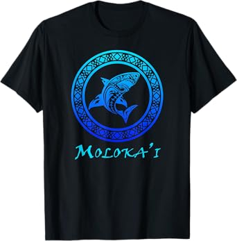 Molokai, Hawaii Vintage Tribal Shark Vacation T-Shirt