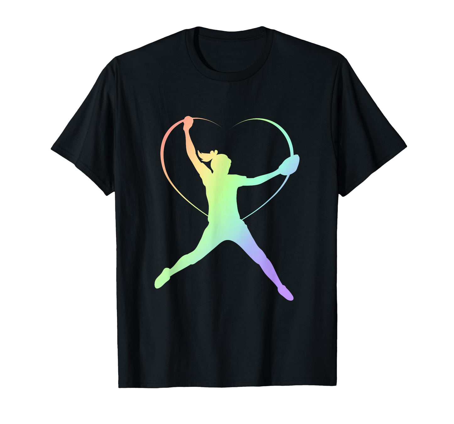 Soft Rainbow Softball Gifts For Teen Girls Pitcher Patterned T-Shirt