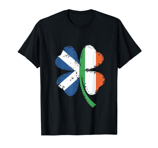 Irish Scottish Flag Shamrock Vintage St Patricks Day T-Shirt