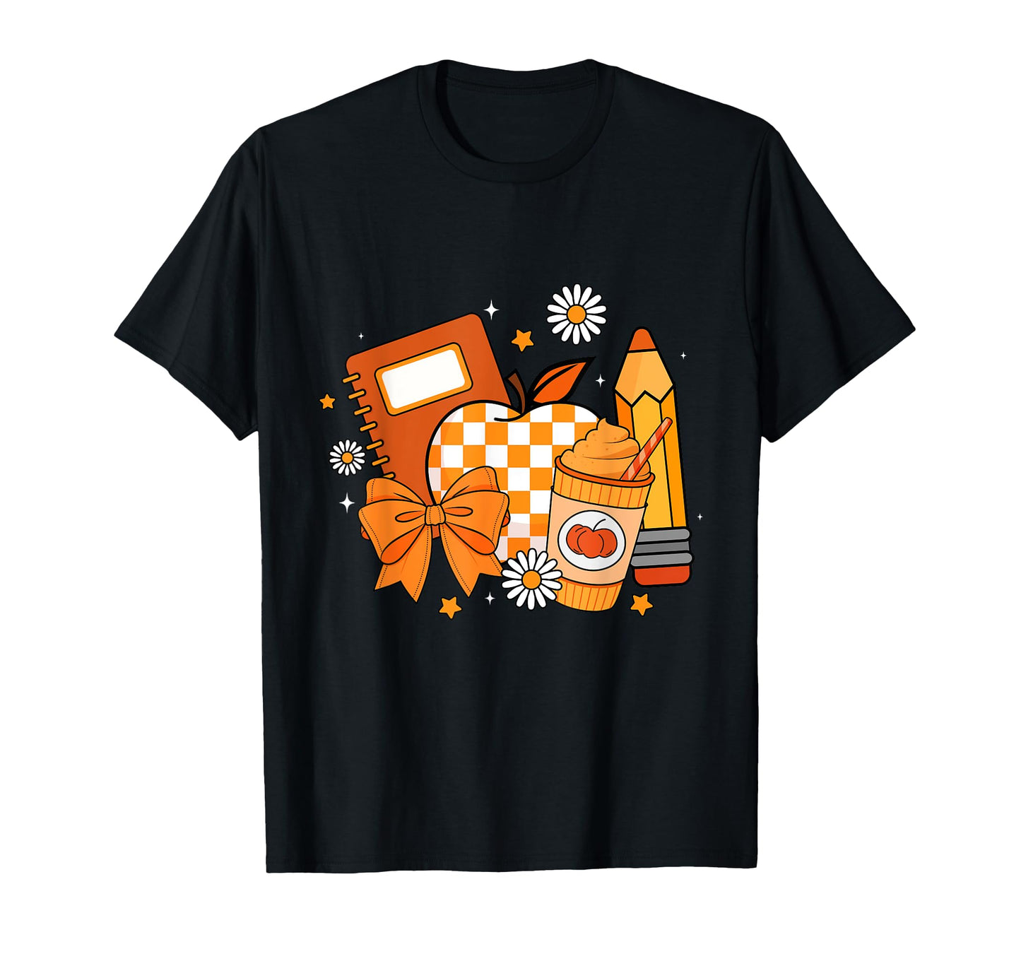 Retro Coquette Bow Pencil Teacher Fall Season Thanksgiving T-Shirt
