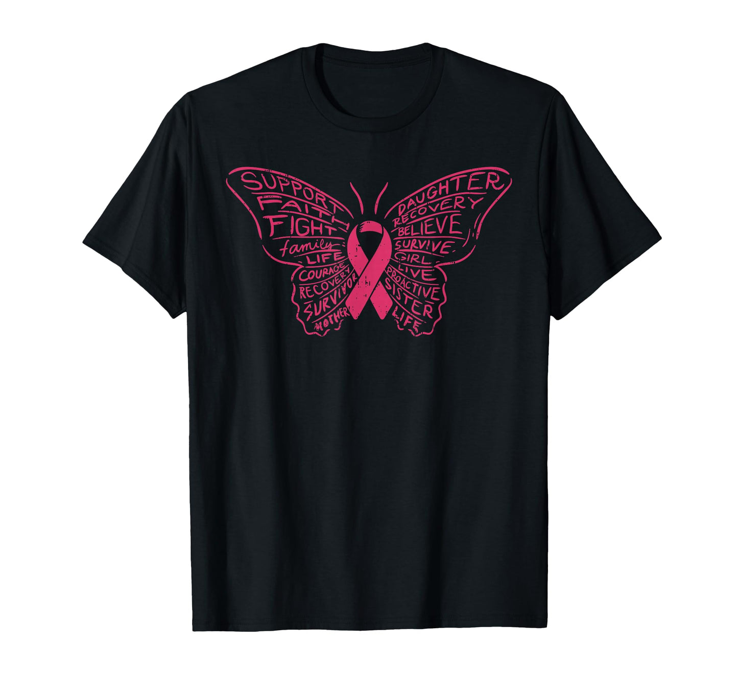 Monarch Butterfly Pink Ribbon Breast Cancer Awareness Gift T-Shirt