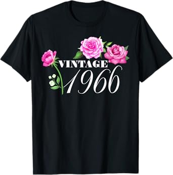 Vintage 1966 56 Years Old Flowers Birthday Gifts For Women T-Shirt