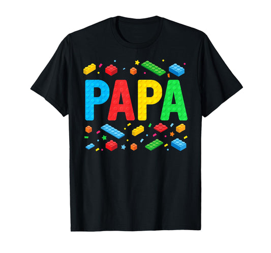 Papa Master Builder Building Bricks Blocks Family Matching T-Shirt