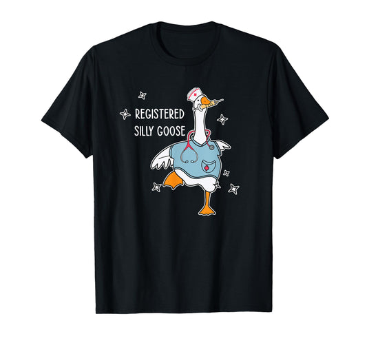 Nurse Registered Silly Goose Nursing School Black X-Small Unisex-Adults Short Sleeve T-Shirt