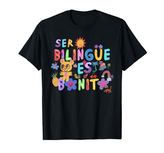Ser Bilingüe es Bonito Colorful Teddy Spanish, Bilingual T-Shirt