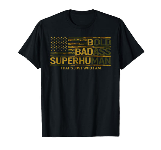Funny Bold Badass Superhuman Fathers Day Gag Gift Grandpa T T-Shirt