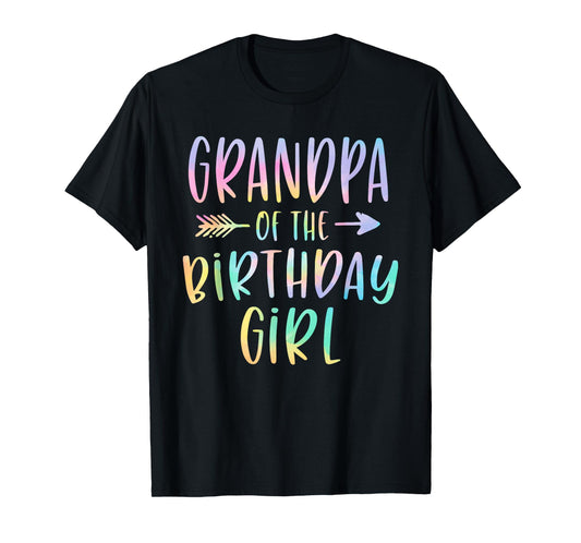 Grandpa of the Birthday Girl Tie Dye Colorful Bday T-Shirt