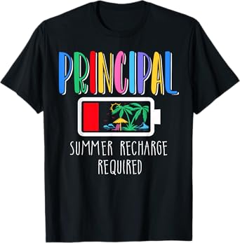 Cute Principal Summer Recharge Required Last day of School T-Shirt