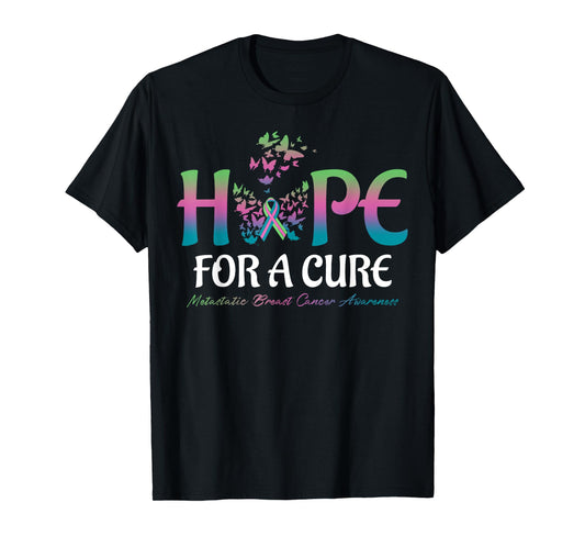 Hope For A Cure Butterfly Metastatic Breast Cancer Awareness T-Shirt