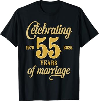 55 Years Of Marriage Est. 1970 2025 55th Wedding Anniversary T-Shirt