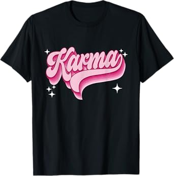 Classic Karma Proud Name Personalized Distressed Gift Idea T-Shirt, Small, Black