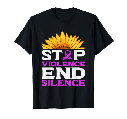 Stop Violence End Silence | Domestic Violence Awareness T-Shirt