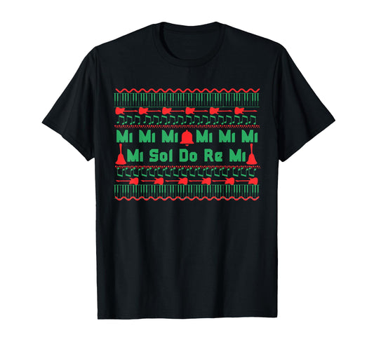 Mi Mi Mi Sol Do Re Mi Music Notes Teacher Ugly Christmas T-Shirt