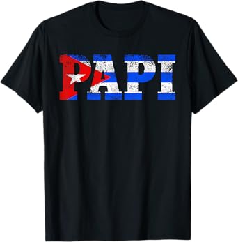 Papi Shirts For Men, Vintage Cuban Dad Cuba Flag T-Shirt