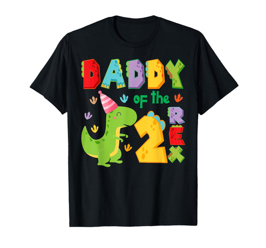 Daddy of The Two Rex 2Nd Birthday Boy Dinosaur T-Rex T-Shirt