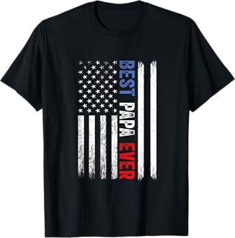 Father's Day Best Papa Ever with US American Flag T-Shirt