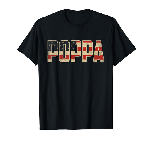 Poppa Bold Patriotic American Flag Father’s Day Poppa T-Shirt
