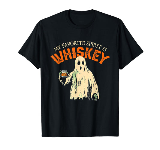 My Favorite Spirit Is Whiskey Funny Ghost Halloween Costume T-Shirt