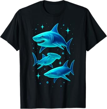 Retro Ocean Wildlife White Shark Hammerhead Sharks Lover T-Shirt