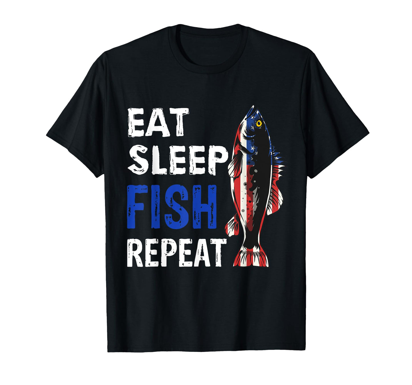 USA Eat Sleep Fish Repeat Funny present T-Shirt