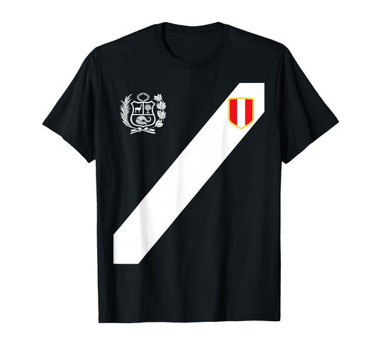 Peru Red Shirt Peruvian Flag Escudo Retro Soccer Peru T-Shirt