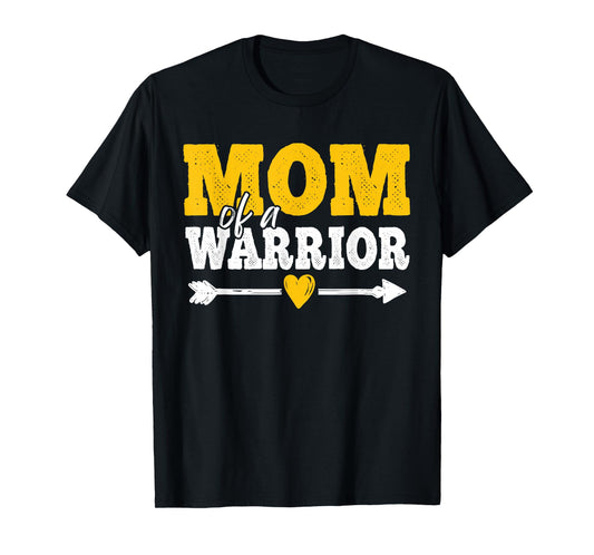 Mom of a Warrior Childhood Cancer Awareness Family Support T-Shirt