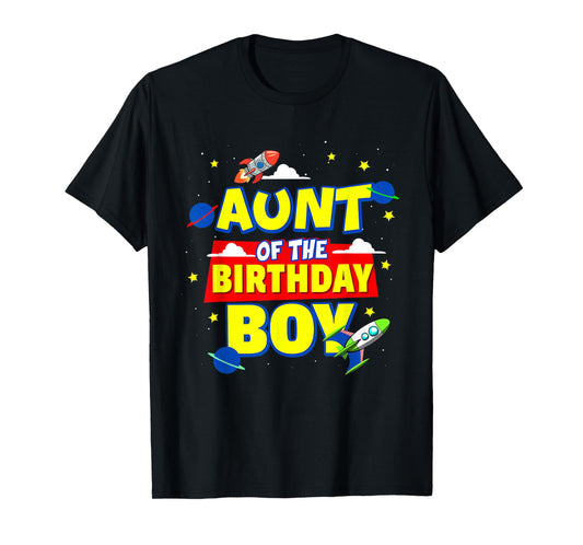 Aunt Of The Birthday Astronaut Boy Outer Space Theme Party T-Shirt