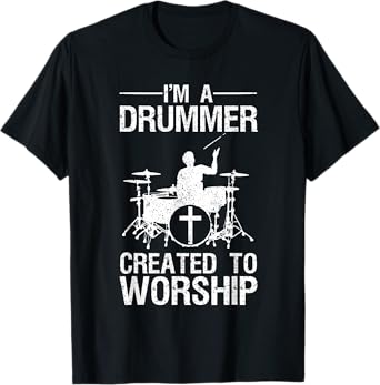 Funny Christian Drummer Art For Men Women Drum Player Lover T-Shirt