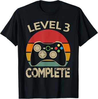 Level 3 Complete Vintage Retro 3rd Year Wedding Anniversary T-Shirt