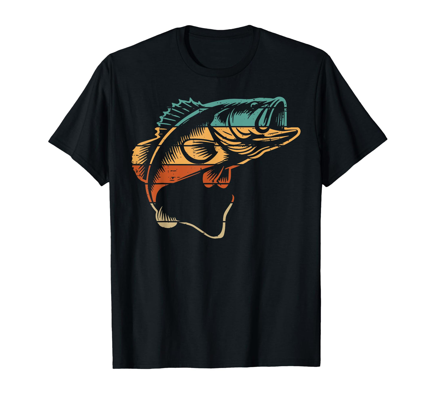 Fishing Bass Fish Retro Colors Fisherman Art Men Women Kids T-Shirt