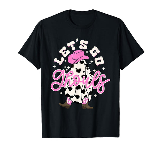 Let's Go Ghouls Cowgirl Western Spooky Halloween Cute Retro T-Shirt