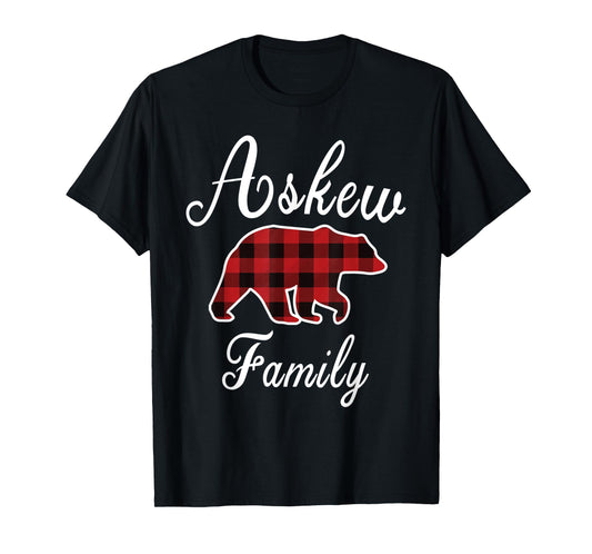 ASKEW Family Bear Red Plaid Christmas Pajama Men Women Gift T-Shirt