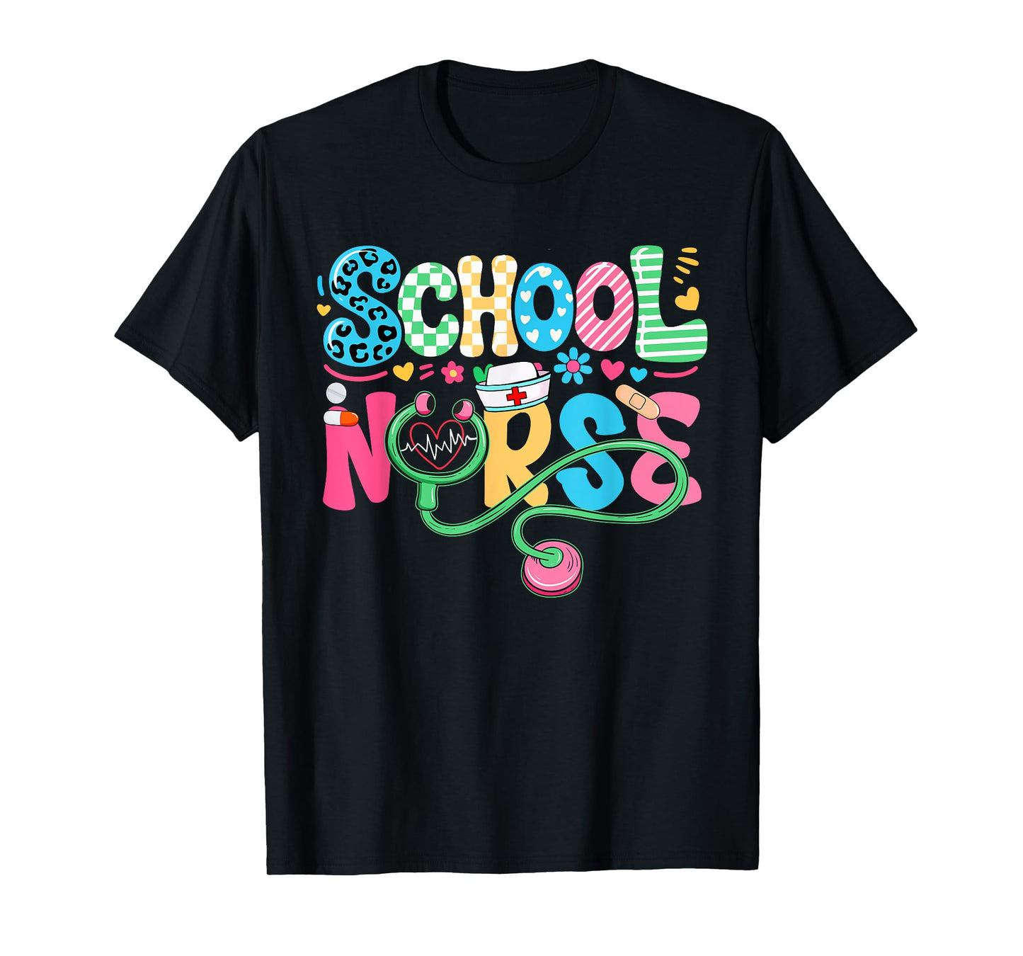 School Nurse Colorful Costume Back To School Nursing Job T-Shirt