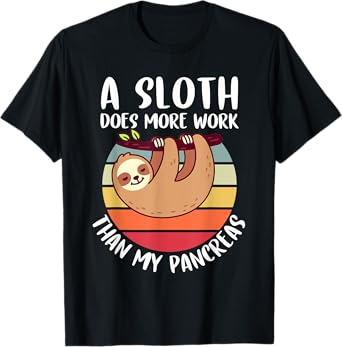 Funny My Pancreas Diabetes Type 1 T1D Sloth Vintage Kids Boy T-Shirt