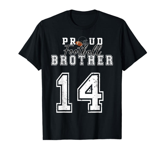 Custom Proud Football Brother Number 14 Personalized Men Boy T-Shirt