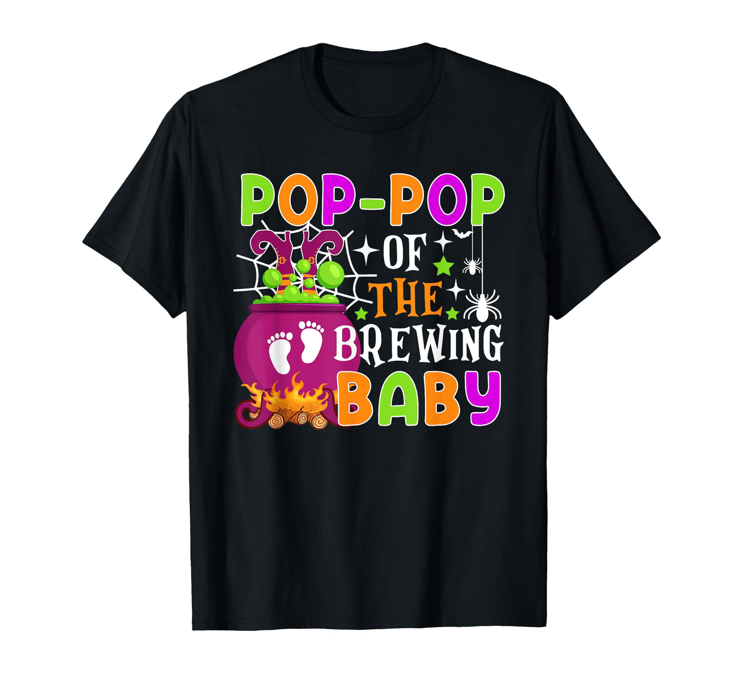 Pop-Pop of Brewing Baby Halloween Theme Baby Shower Spooky T-Shirt